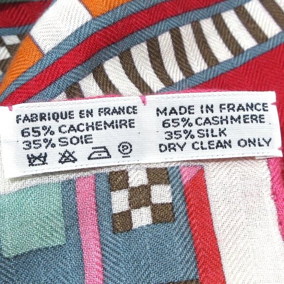 Auth HERMES Carre 140 - Pink Red Multi Cashmere Silk Scarf - Picture 5 of 5